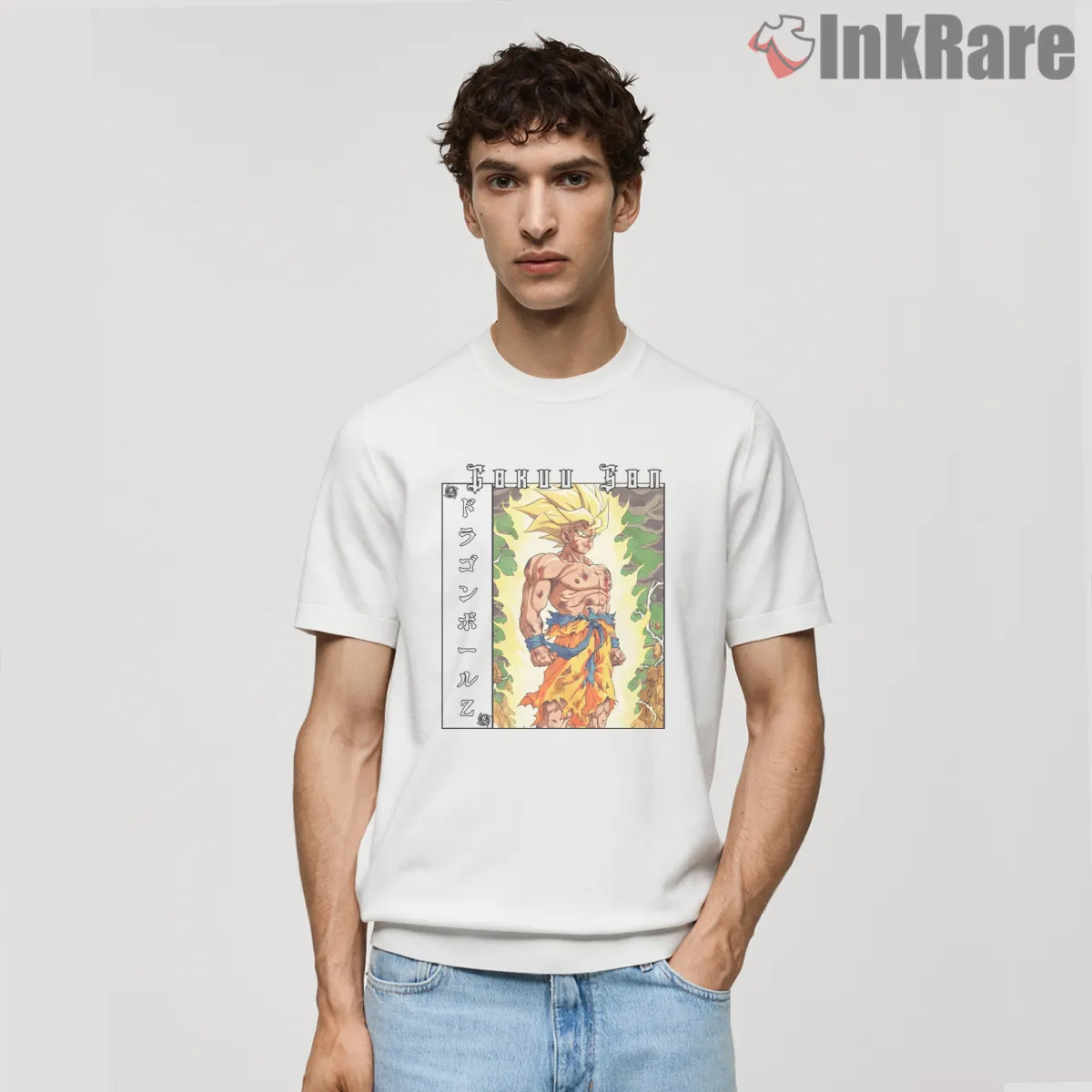 Super Saiyan Goku Fiery Battlefield Warrior Short Sleeve White Super Saiyan Goku Fiery Battlefield Warrior Shirt on white short sleeve shirt for men graphic tee