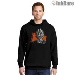 Super Saiyan Goku Monochrome Poster Shirt on black hoodie for men graphic tee
