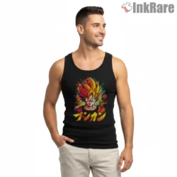 Super Saiyan Goku Neon Street Art Shirt on black tank top for men graphic tee