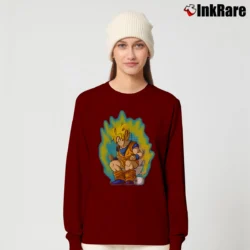 Women’s Super Saiyan Shit Funny Goku Dragon Ball Long-Sleeve Top in maroon | Sleek, Versatile, All-Season