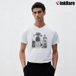 Men’s super shine boredoms experimental noise rock V-Neck Tee in white | Sharp, Breathable, Everyday Staple