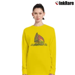 Women’s Super Sick 90s Hobie Cat Sailboat Long-Sleeve Top in yellow | Sleek, Versatile, All-Season