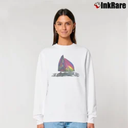 Women’s Super Sick 90s Hobie Cat Sailboat Relaxed Sweatshirt in white | Soft, Laid-Back Vibe