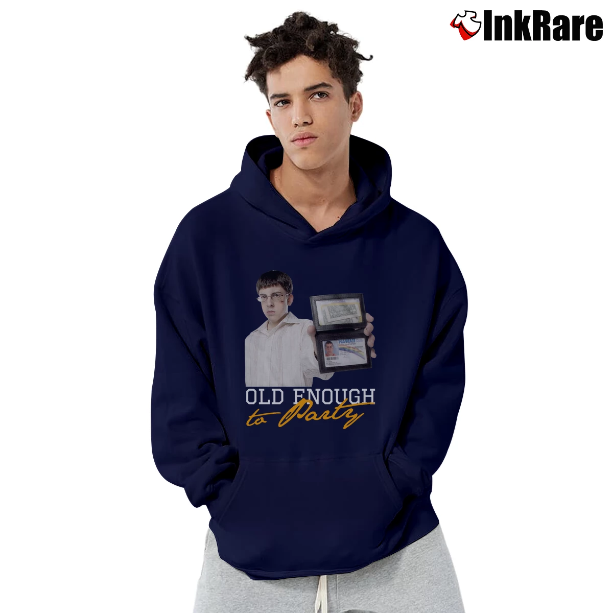 Superbad Mclovin Old Enough To Party Men’s Pullover Hoodie in navy – Ultimate Warmth Men’s Superbad Mclovin Old Enough To Party Pullover Hoodie in navy | Cozy, Durable, Modern Fit
