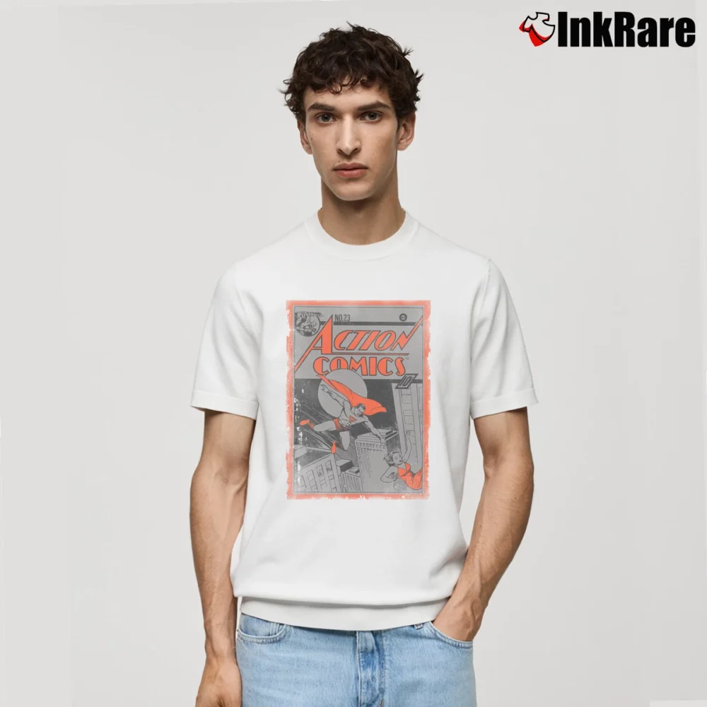 Men’s Superman Action Comics No. 23 Vintage 90s Classic T-Shirt in white | Soft, Breathable Everyday Wear