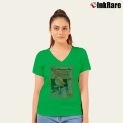 Women’s Superman Action Comics No. 23 Vintage 90s V-Neck Tee in irish green | Chic Neckline, Soft Texture
