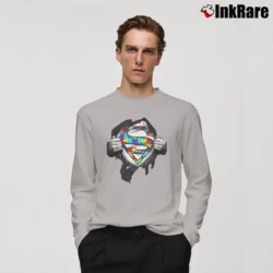 Men’s Superman Autism Awareness Graphic Long-Sleeve Shirt in sport grey | Sleek, Lightweight, Year-Round Wear
