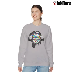 Women’s Superman Autism Awareness Graphic Relaxed Sweatshirt in sport grey | Soft, Laid-Back Vibe