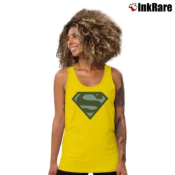 Women’s Superman Blue Shield Logo Graphic Tank Top in yellow | Lightweight, Movement-Friendly