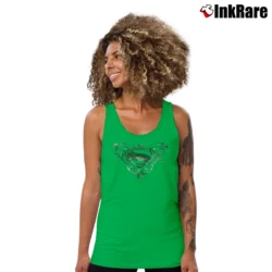 Women’s Superman Butterfly Logo Man of Steel Tank Top in irish green | Lightweight, Movement-Friendly