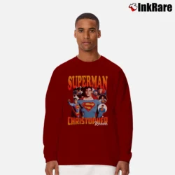 Men’s Superman Christopher Reeve Graphic Long-Sleeve Shirt in maroon | Sleek, Lightweight, Year-Round Wear