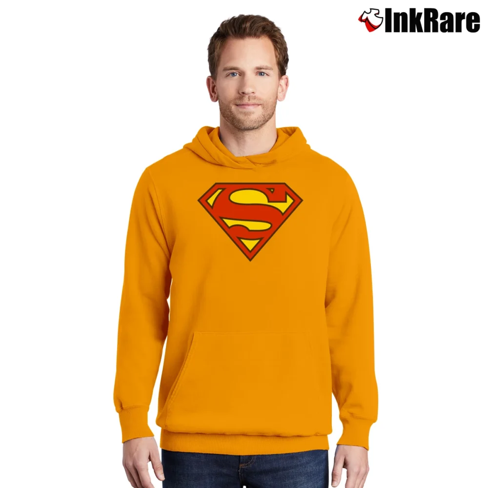 Men’s Superman Classic S Logo Graphic Pullover Hoodie in orange | Cozy, Durable, Modern Fit