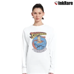 Women’s Superman for President Political Humor Graphic Long-Sleeve Top in white | Sleek, Versatile, All-Season
