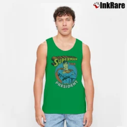 Men’s Superman for President Political Humor Graphic Tank Top in irish green | Breathable, Active-Friendly Design