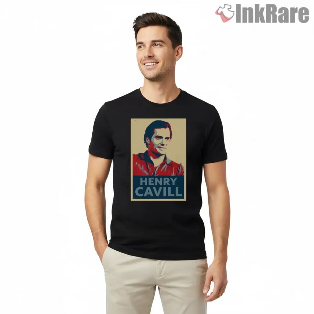 Superman Henry Cavill Hope Poster Style Shirt on black short sleeve shirt for men graphic tee