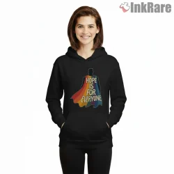 Superman Hope Is For Everyone Pride Rainbow Hero Shirt on black hoodie for women graphic tee
