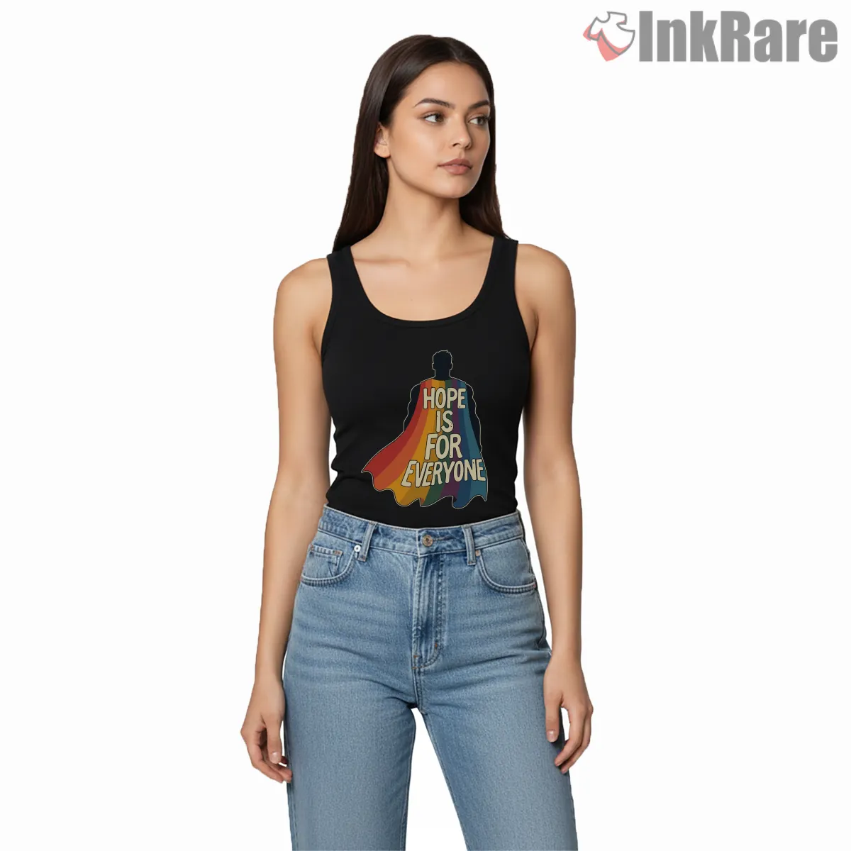 Superman Hope Is For Everyone Pride Rainbow Hero Tank Top Black Superman Hope Is For Everyone Pride Rainbow Hero Shirt on black tank top for women graphic tee