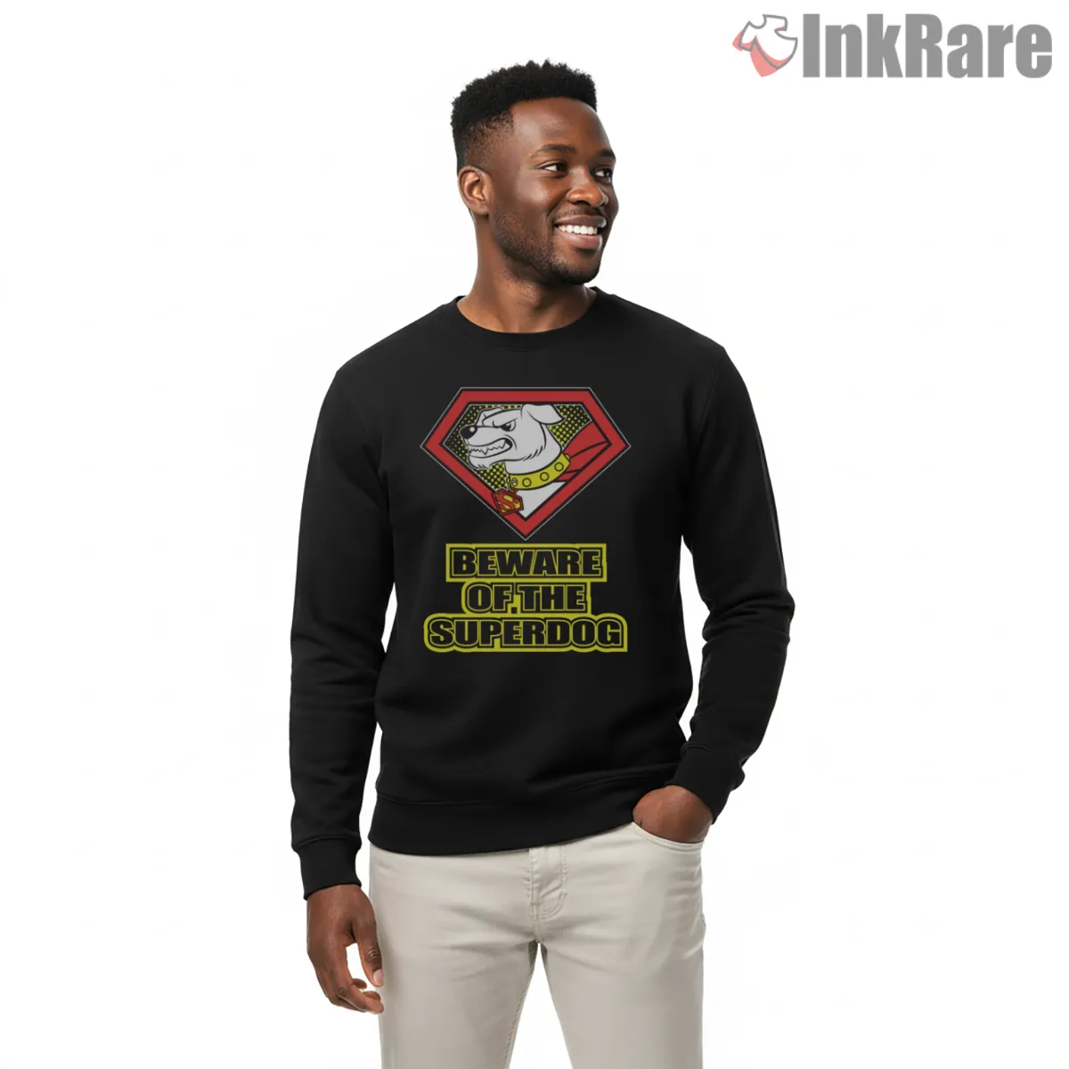 Superman Krypto Beware Of The Superdog Emblem Shirt Superman Krypto Beware Of The Superdog Emblem Shirt on graphic shirt for men graphic tee