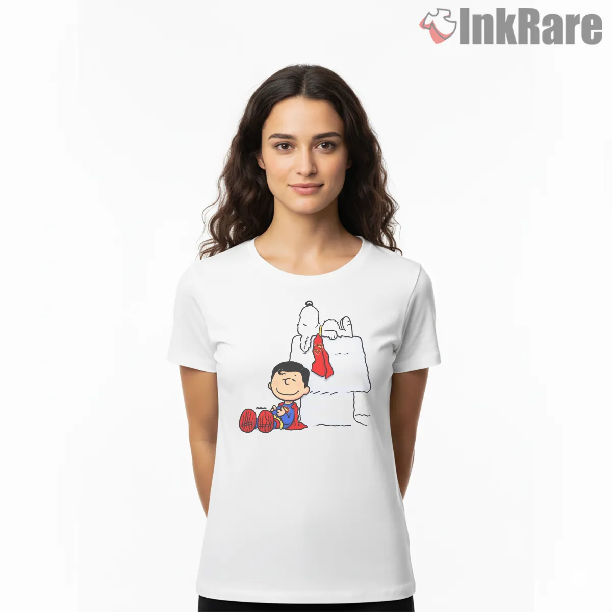 Superman Krypto Snoopy Peanuts Crossover Relaxing Scene Short Sleeve White Superman Krypto Snoopy Peanuts Crossover Relaxing Scene Shirt on white short sleeve shirt for women graphic tee
