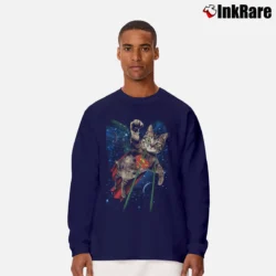 Men’s Superman Laser Cat Funny Novelty Black Long-Sleeve Shirt in navy | Sleek, Lightweight, Year-Round Wear