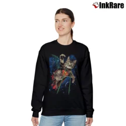 Women’s Superman Laser Cat Funny Novelty Black Relaxed Sweatshirt in black | Soft, Laid-Back Vibe