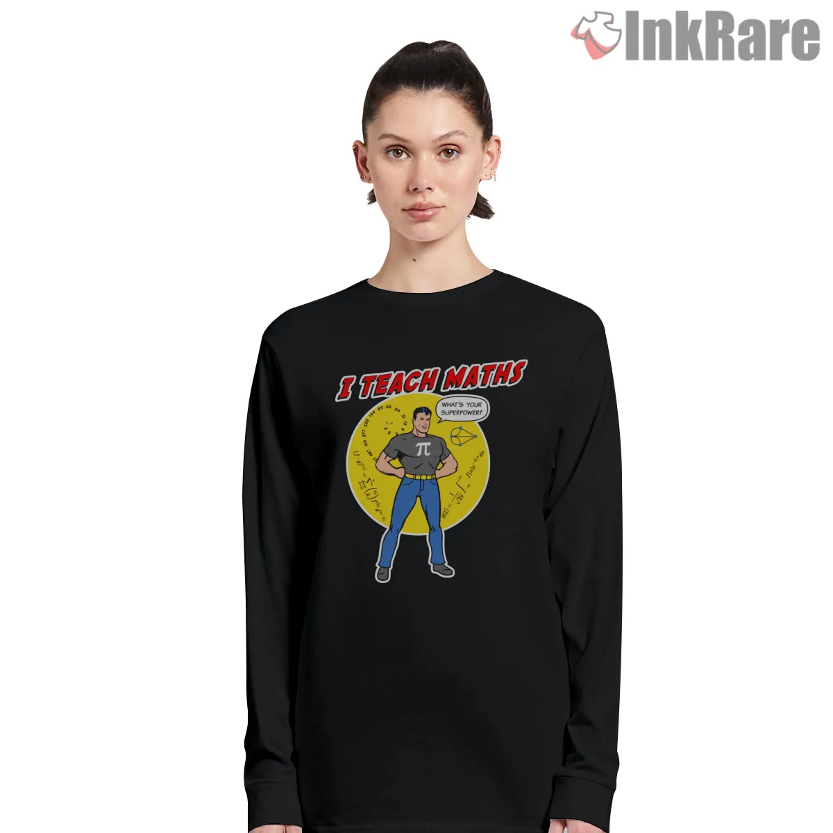 Superman Math Teacher Pi Hero Funny Long Sleeve Black Superman Math Teacher Pi Hero Funny Shirt on black long sleeve shirt for women graphic tee