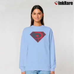 Women’s Superman Red Son Symbol Fan Relaxed Sweatshirt in light blue | Soft, Laid-Back Vibe