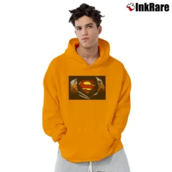 Men’s Superman Ripping Reveal Classic Logo Pullover Hoodie in orange | Cozy, Durable, Modern Fit