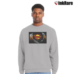 Men’s Superman Ripping Reveal Classic Logo Crewneck Sweatshirt in sport grey | Cozy Fabric, Clean Style