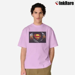 Men’s Superman Ripping Reveal Classic Logo Classic T-Shirt in light pink | Soft, Breathable Everyday Wear