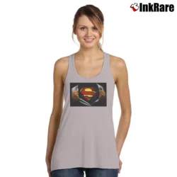 Women’s Superman Ripping Reveal Classic Logo Tank Top in sport grey | Lightweight, Movement-Friendly