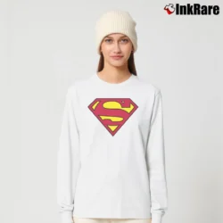 Women’s Superman S Shield Classic Logo Graphic Long-Sleeve Top in white | Sleek, Versatile, All-Season