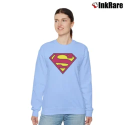 Women’s Superman S Shield Classic Logo Graphic Relaxed Sweatshirt in light blue | Soft, Laid-Back Vibe