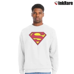Men’s Superman S Shield Classic Logo Graphic Crewneck Sweatshirt in white | Cozy Fabric, Clean Style
