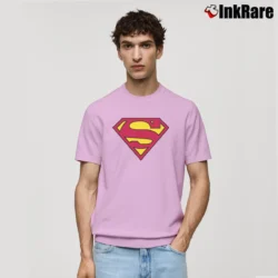 Men’s Superman S Shield Classic Logo Graphic Classic T-Shirt in light pink | Soft, Breathable Everyday Wear