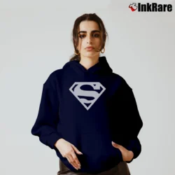 Women’s Superman Silver Logo Cozy Hoodie in navy | Warm, Structured, Stylish