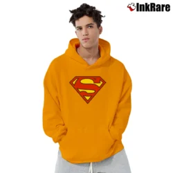 Men’s Superman Sleeveless Muscle Graphic Tank Pullover Hoodie in orange | Cozy, Durable, Modern Fit