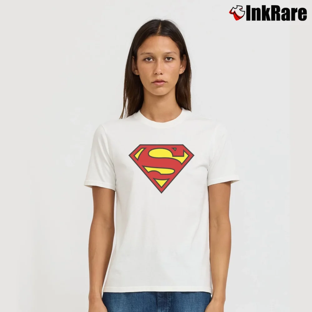 Women’s Superman Sleeveless Muscle Graphic Tank Signature T-Shirt in white | Soft, Flattering Fit