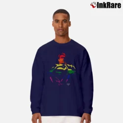 Men’s Superman Suit Reveal Rainbow Logo Long-Sleeve Shirt in navy | Sleek, Lightweight, Year-Round Wear