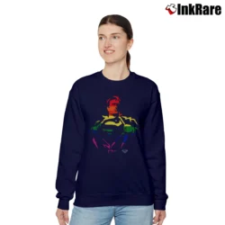 Women’s Superman Suit Reveal Rainbow Logo Relaxed Sweatshirt in navy | Soft, Laid-Back Vibe