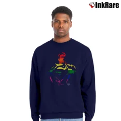 Men’s Superman Suit Reveal Rainbow Logo Crewneck Sweatshirt in navy | Cozy Fabric, Clean Style