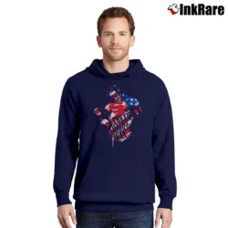 Men’s Superman Truth Justice American Way Graphic Pullover Hoodie in navy | Cozy, Durable, Modern Fit