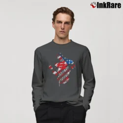 Men’s Superman Truth Justice American Way Graphic Long-Sleeve Shirt in charcoal | Sleek, Lightweight, Year-Round Wear