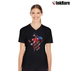 Women’s Superman Truth Justice American Way Graphic V-Neck Tee in black | Chic Neckline, Soft Texture