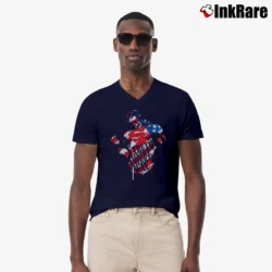 Men’s Superman Truth Justice American Way Graphic V-Neck Tee in navy | Sharp, Breathable, Everyday Staple