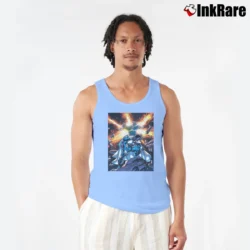 Men’s Superman Val Zod Graphic Design Fan Tank Top in light blue | Breathable, Active-Friendly Design