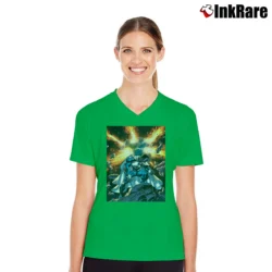 Women’s Superman Val Zod Graphic Design Fan V-Neck Tee in irish green | Chic Neckline, Soft Texture