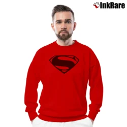 Men’s Superman Vs Batman Logo Comic Crewneck Sweatshirt in red | Cozy Fabric, Clean Style