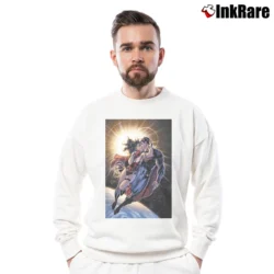 Men’s Superman Wonder Woman Kiss Crewneck Sweatshirt in white | Cozy Fabric, Clean Style