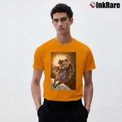 Men’s Superman Wonder Woman Kiss V-Neck Tee in orange | Sharp, Breathable, Everyday Staple